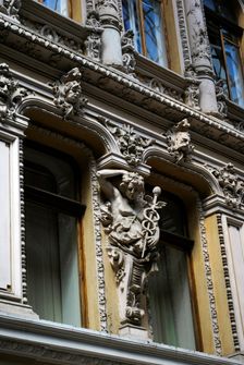 Facade and statues, "The Passage", hotel and mall, Odessa, Ukraine, 2011. Creator: LTL