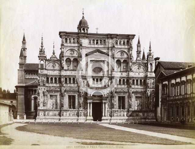 Facade, Church of the Certosa di Pavia (Charterhouse of Pavia) Lombardy, northern Italy, 1890. Artist: Unknown