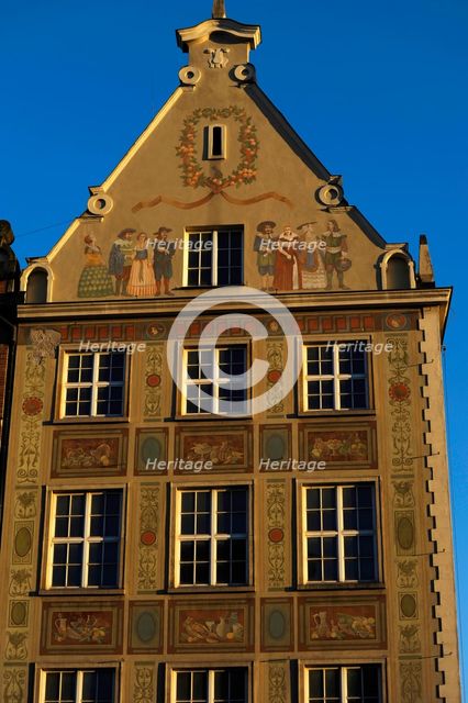 Façade detail of old burgher and merchant houses, Dlugi Targ (Long Market), Gdansk, Poland, 2015. Creator: Unknown.
