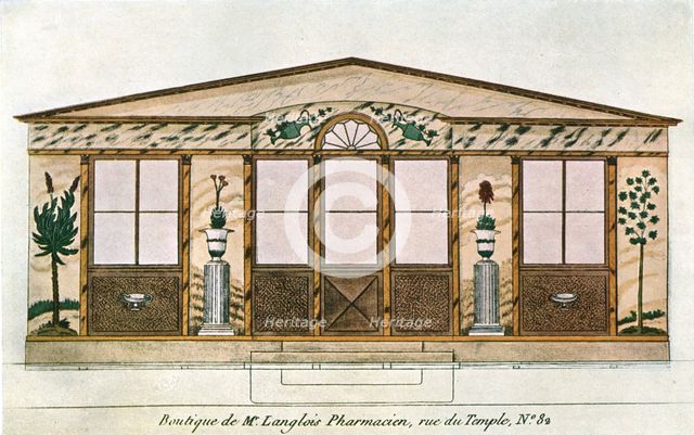 Facade painting of Langlois' Apothecary's Shop, Paris, France, (1928). Creator: Unknown.