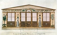 Facade painting of Langlois Apothecary's Shop, Paris, France, (1928). Creator: Unknown