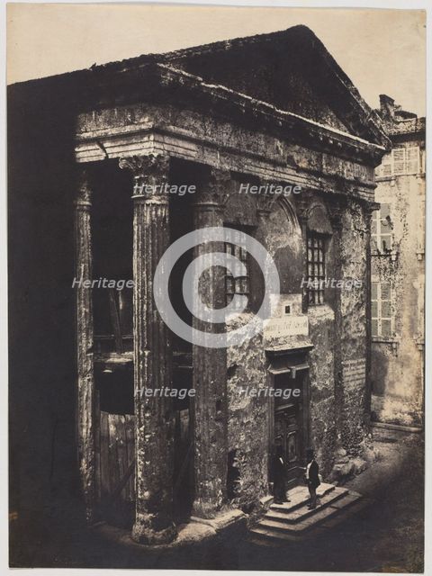 Façade, Temple of Augustus and Livia, Vienne, 1851. Creator: Édouard Baldus (French, 1813-1889).