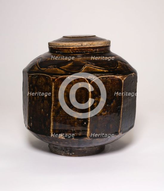 Faceted and Covered Jar, Korea, Joseon dynasty (1392-1910), 19th century. Creator: Unknown.