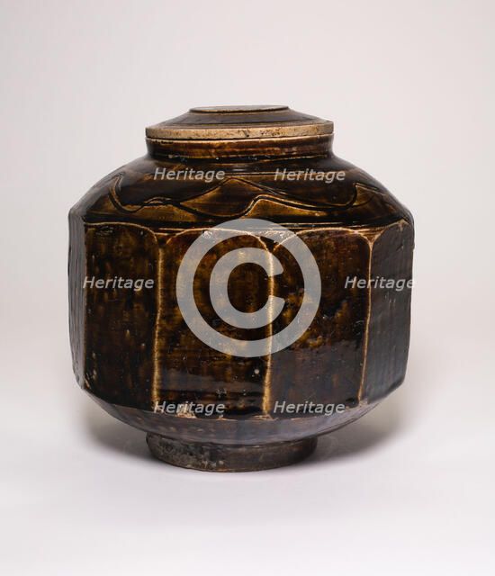 Faceted and Covered Jar, Korea, Joseon dynasty (1392-1910), 19th century. Creator: Unknown.