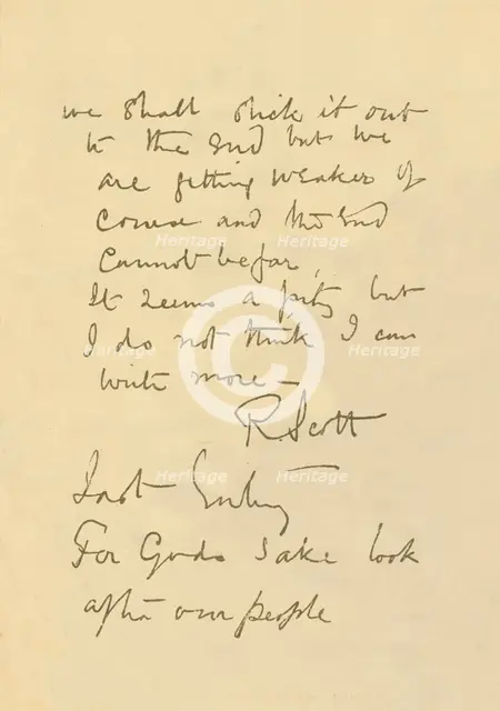 'Facsimile of Message to the Public', 29 March 1912, (1913). Artist: Robert Falcon Scott.