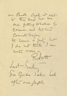 Facsimile of Message to the Public 29 March 1912, (1913). Artist: Robert Falcon Scott