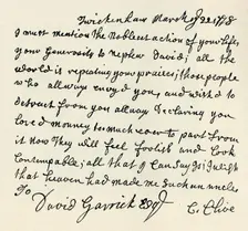 Facsimile of autograph letter by Kitty Clive 1907