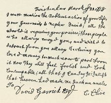 Facsimile of autograph letter by Kitty Clive 1907