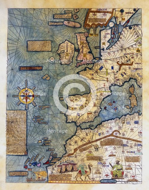 Facsimile of the Catalan Atlas of 1375, preserved in the National Library of Paris.  Creator: Cresques, Abraham (1325-1387).