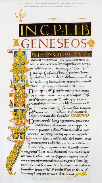 Facsimile of the commencement of the Book of Genesis, 1840. Artist: Unknown