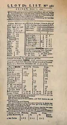 Facsimile of the Earliest Extant Copy of Lloyd's List c1740s, (1928)
