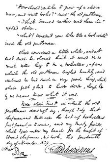 Facsimile of the inscription in a copy of The Pickwick Papers, 1839 (1912)