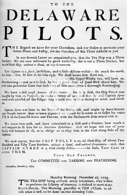 Facsimile of the proclamation about the tea ship, 1773 (c1880). Artist: Unknown
