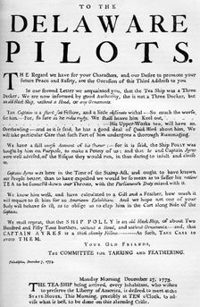 Facsimile of the proclamation about the tea ship, 1773 (c1880)