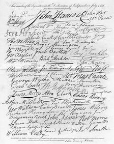 Facsimile of the Signatures to the Declaration of Independence, 4 July 1776