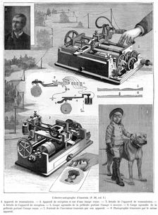 Facsimile or copying telegraph system by Amstutz of Cleveland, Ohio, USA, 1896