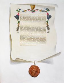 Facsimile edition of the Magna Carta, English charter, 1215 (1816). Creator: Unknown