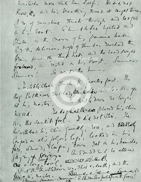 'Facsimile page of MS for "Indian Summer of a Forsyte", by John Galsworthy', 1918, (1928).  Creator: Unknown.