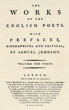 Facsimile title-page of the first edition of The Works of the English Poets, containing Johnson's