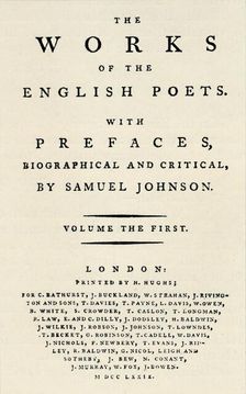 Facsimile title-page of the first edition of The Works of the English Poets, containing Johnson's