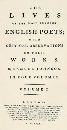 Facsimile title-page (reduced) of Johnson's Lives of the Poets - as re-issued in separate form. T