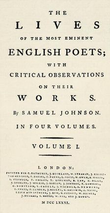 Facsimile title-page (reduced) of Johnson's Lives of the Poets - as re-issued in separate form. T