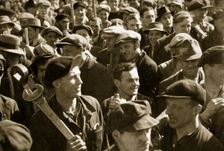 Factory workers with their tools celebrate the traditional Socialist holiday, Germany, 1936