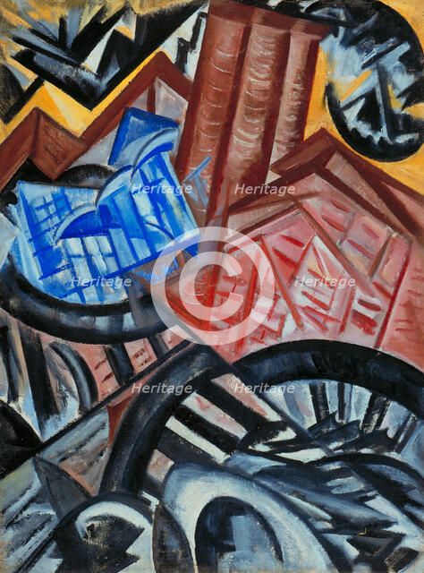 Factory and the Bridge. Artist: Rozanova, Olga Vladimirovna (1886-1918)