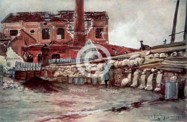 'Factory Barricade, Soissons', France, 20 May 1915, (1926).Artist: Francois Flameng