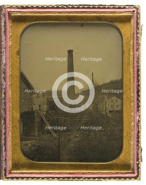 Factory Building with Chimney Construction, 19th century. Creator: Unknown.