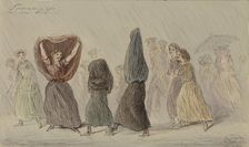 Factory girls in a rain shower, c.1854-c.1887. Creator: Alexander Ver Huell