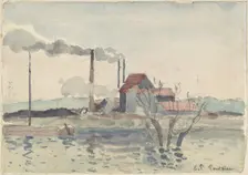 Factory on the Oise at Pontoise, 1873. Creator: Camille Pissarro