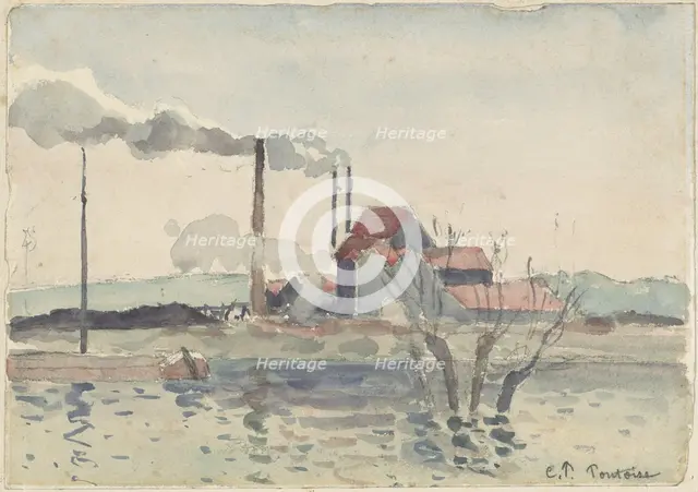 Factory on the Oise at Pontoise, 1873. Creator: Camille Pissarro.