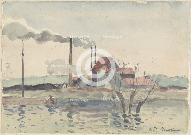 Factory on the Oise at Pontoise, 1873. Creator: Camille Pissarro.