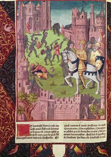 Facts of life of Louis VI the Fat (108 -1137), son of Philip I, Miniature in Chronicles of Franc…