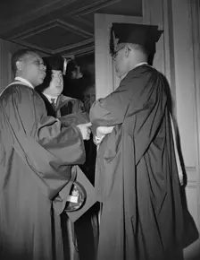Faculty members of the Howard University during commencement, Washington, D.C, 1942. Creator: Gordon Parks