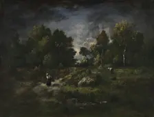 Faggot Gatherers in a Wooden Landscape , 1862. Creator: Narcisse Virgile Diaz de la Pena