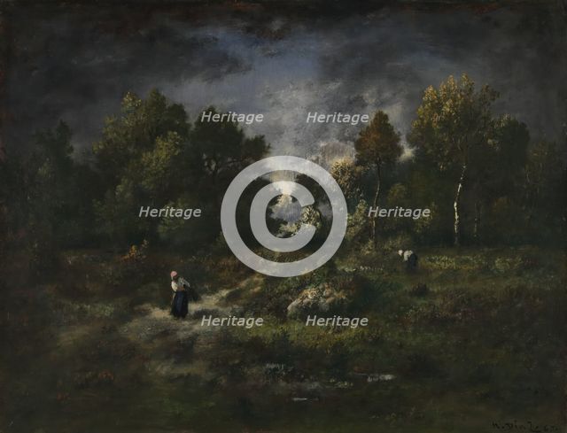 Faggot Gatherers in a Wooden Landscape , 1862. Creator: Narcisse Virgile Diaz de la Pena.