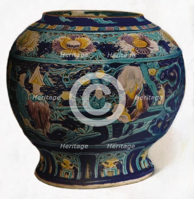 'Fahua jar with openwork design showing the Eight Daoist Immortals', c1550. Artist: Unknown.