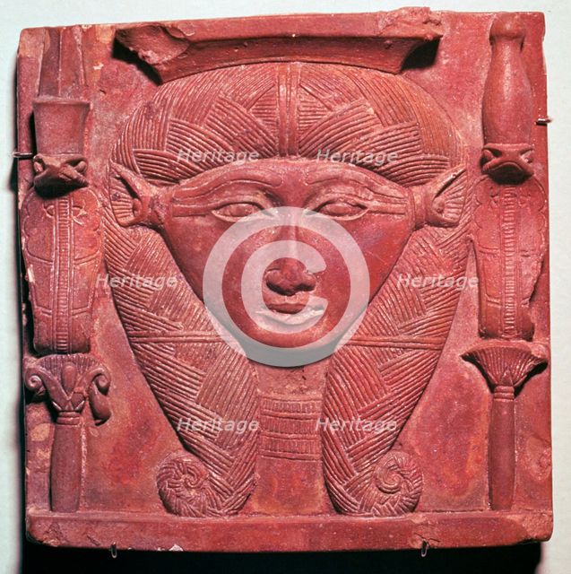 Faience head of the Egyptian goddess Hathor. Artist: Unknown