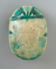 Faience Scarab Depicting a Human Figure (image 2 of 2), Perhaps 12th-16th Dynasty (1991-1600 BCE). Creator: Unknown