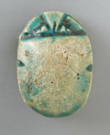 Faience Scarab Depicting a Human Figure (image 2 of 2), Perhaps 12th-16th Dynasty (1991-1600 BCE). Creator: Unknown