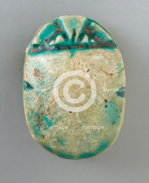 Faience Scarab Depicting a Human Figure (image 2 of 2), Perhaps 12th-16th Dynasty (1991-1600 BCE). Creator: Unknown.