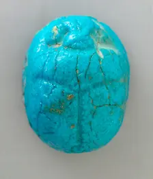 Faience Scarab with Name of Queen Tiy, Reign of Amenhotep III to Akhenaten (1410-1355 BCE). Creator: Unknown