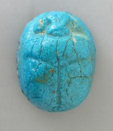 Faience Scarab with Name of Queen Tiy, Reign of Amenhotep III to Akhenaten (1410-1355 BCE). Creator: Unknown