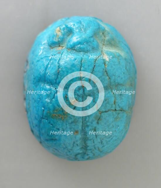 Faience Scarab with Name of Queen Tiy, Reign of Amenhotep III to Akhenaten (1410-1355 BCE). Creator: Unknown.