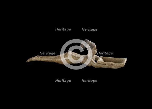 Faience spoon of nude girl swimming with a rectangular basin, Napatan, c750 BC. Artist: Unknown.