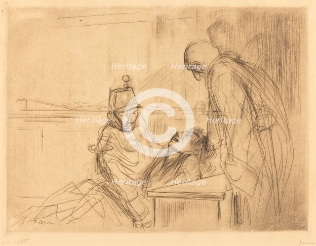Fainting at the Hearing, 1910. Creator: Jean Louis Forain.