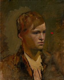 Fair-Headed Boy with Red Point in the Background, 1895-1900. Creator: Ladislav Mednyanszky