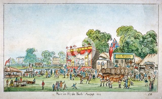 Fair in Hyde Park, Westminster, London, 1814. Artist: J Gordon